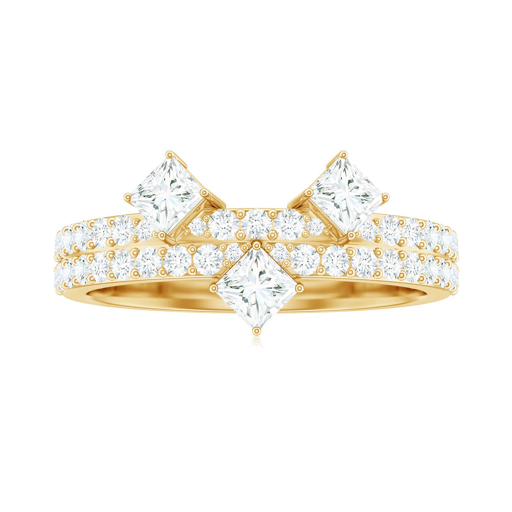 Princess and Round Cut Moissanite Designer Wedding Band
