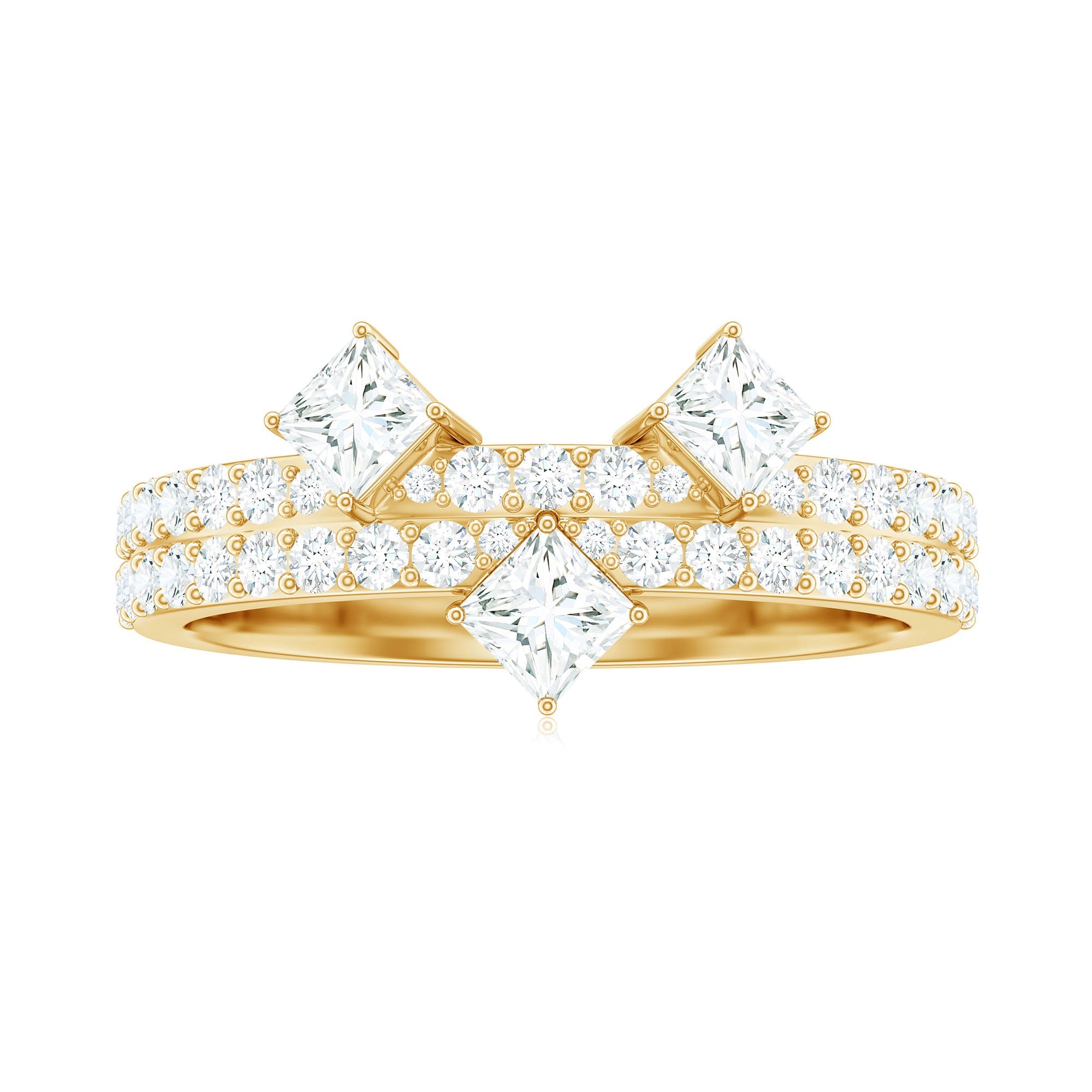 Princess and Round Cut Moissanite Designer Wedding Band