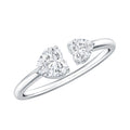 Heart Shape Moissanite Two Stone Cuff Ring