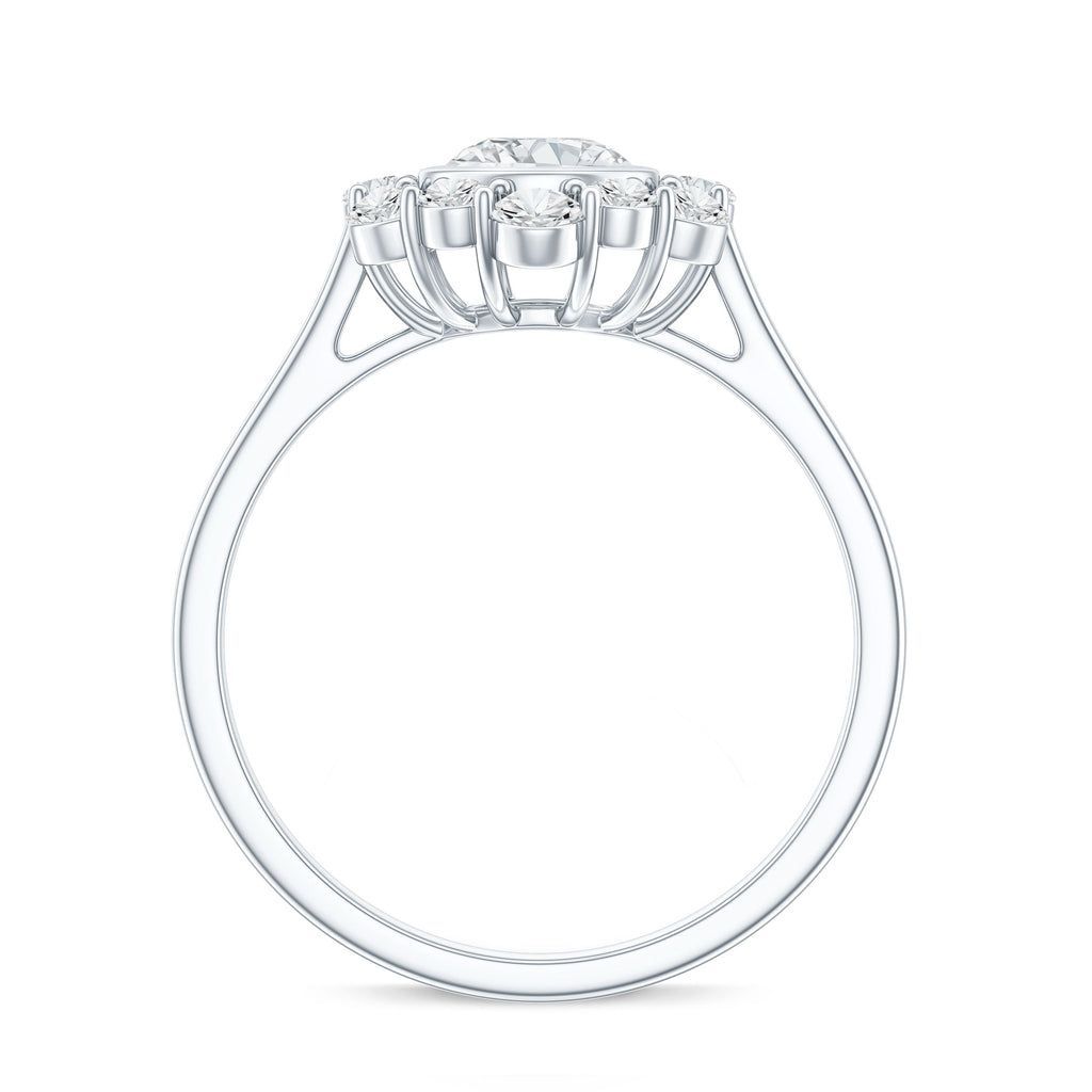 Round Moissanite Statement Engagement Ring with Halo
