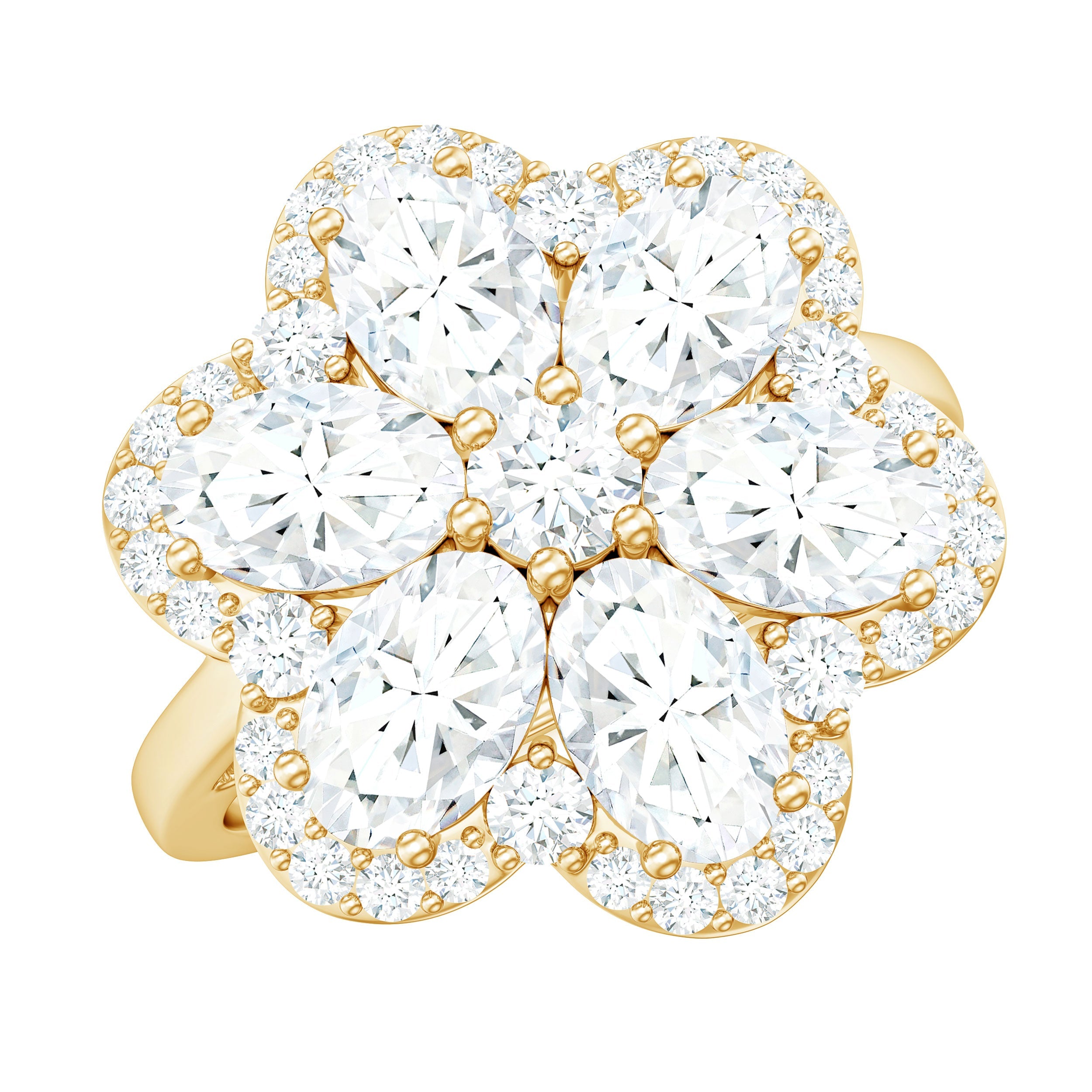 Certified Moissanite Huge Flower Engagement Ring | Rings | Wiccan Center