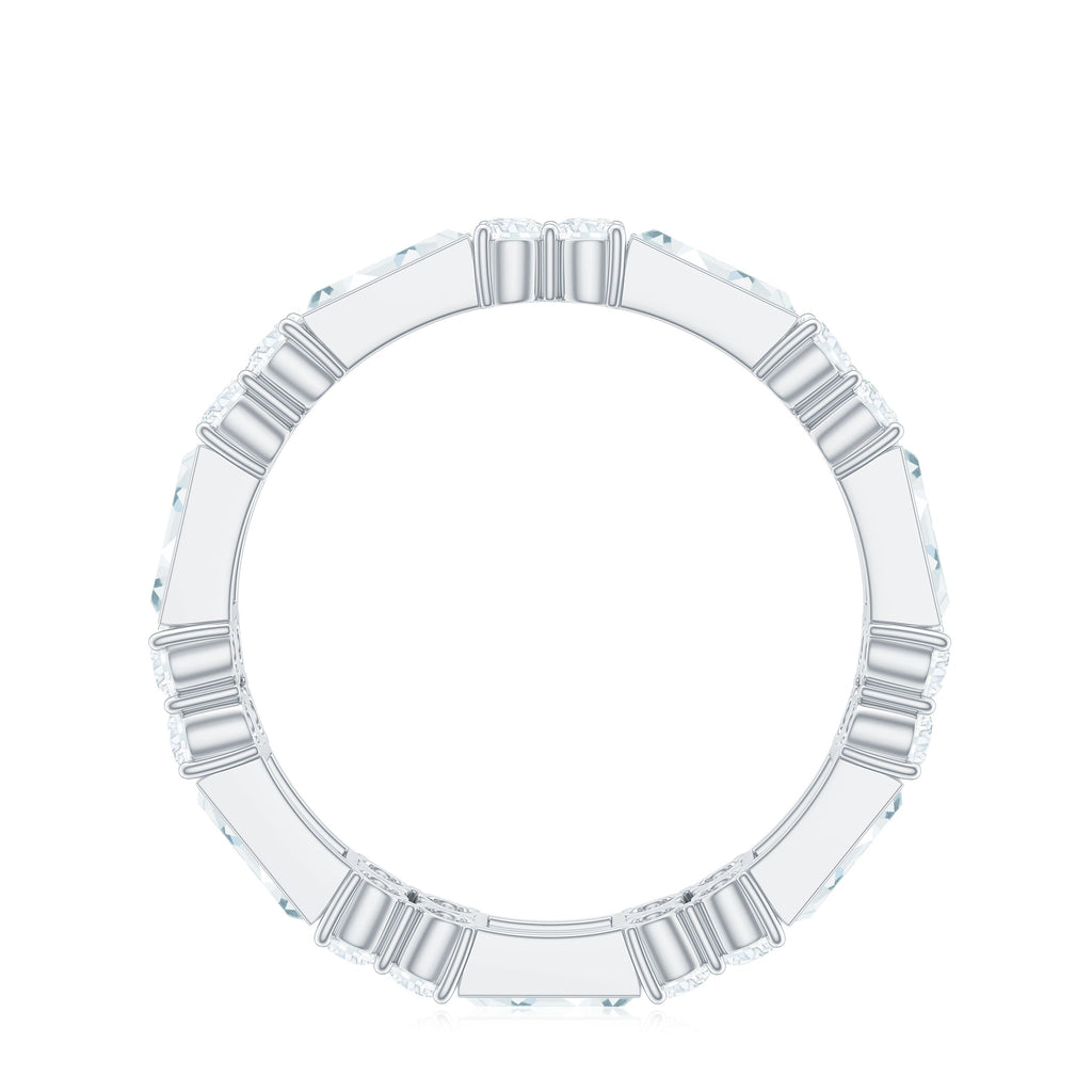 Moissanite Round and Baguette Wedding Band