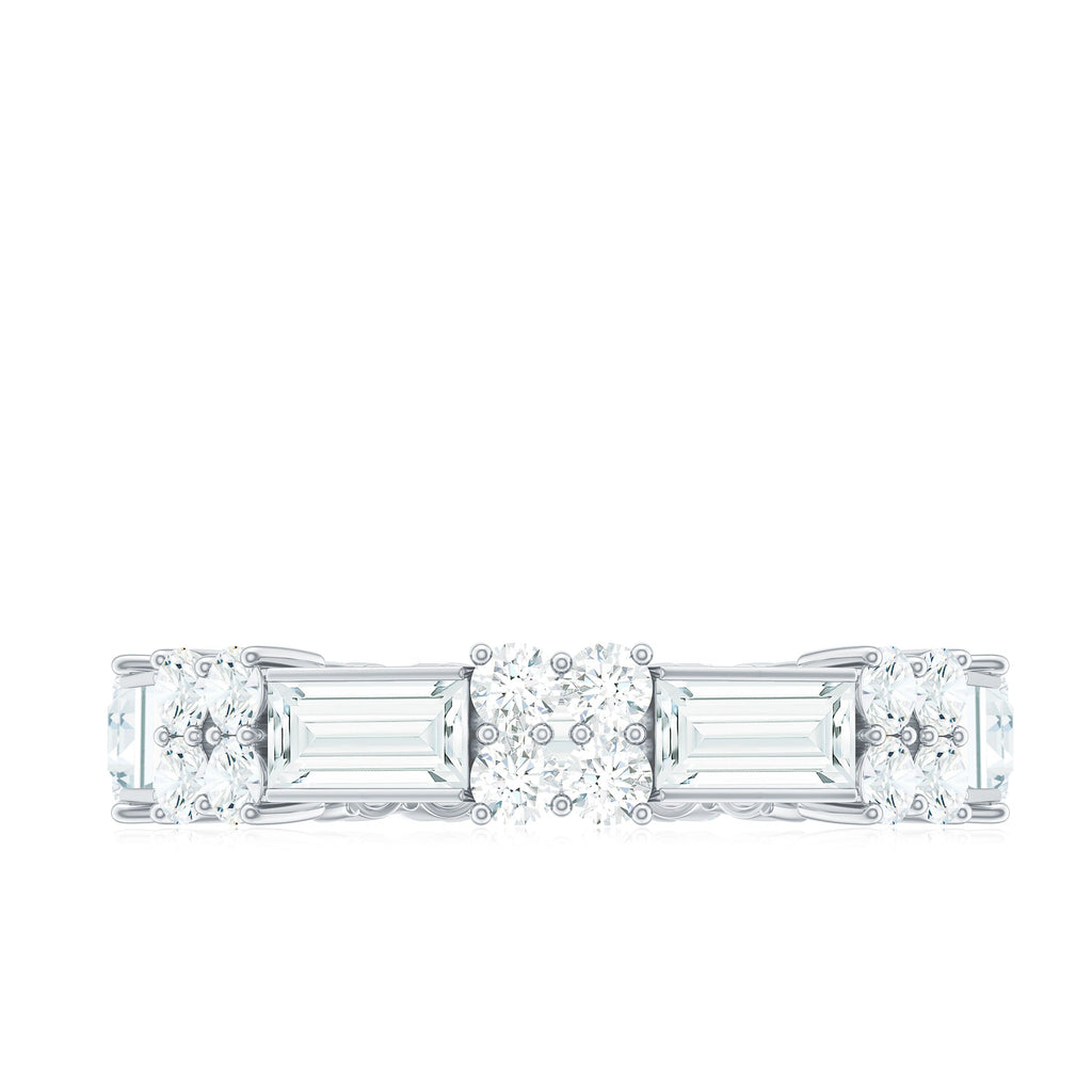 Moissanite Round and Baguette Wedding Band