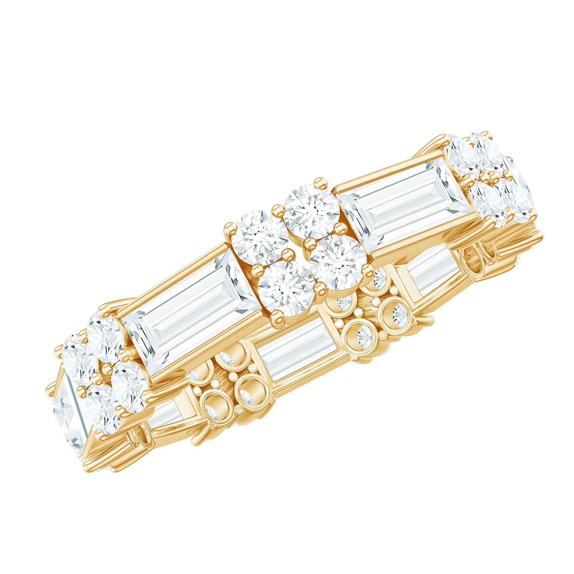 Moissanite Round and Baguette Wedding Band | Rings | Wiccan Center