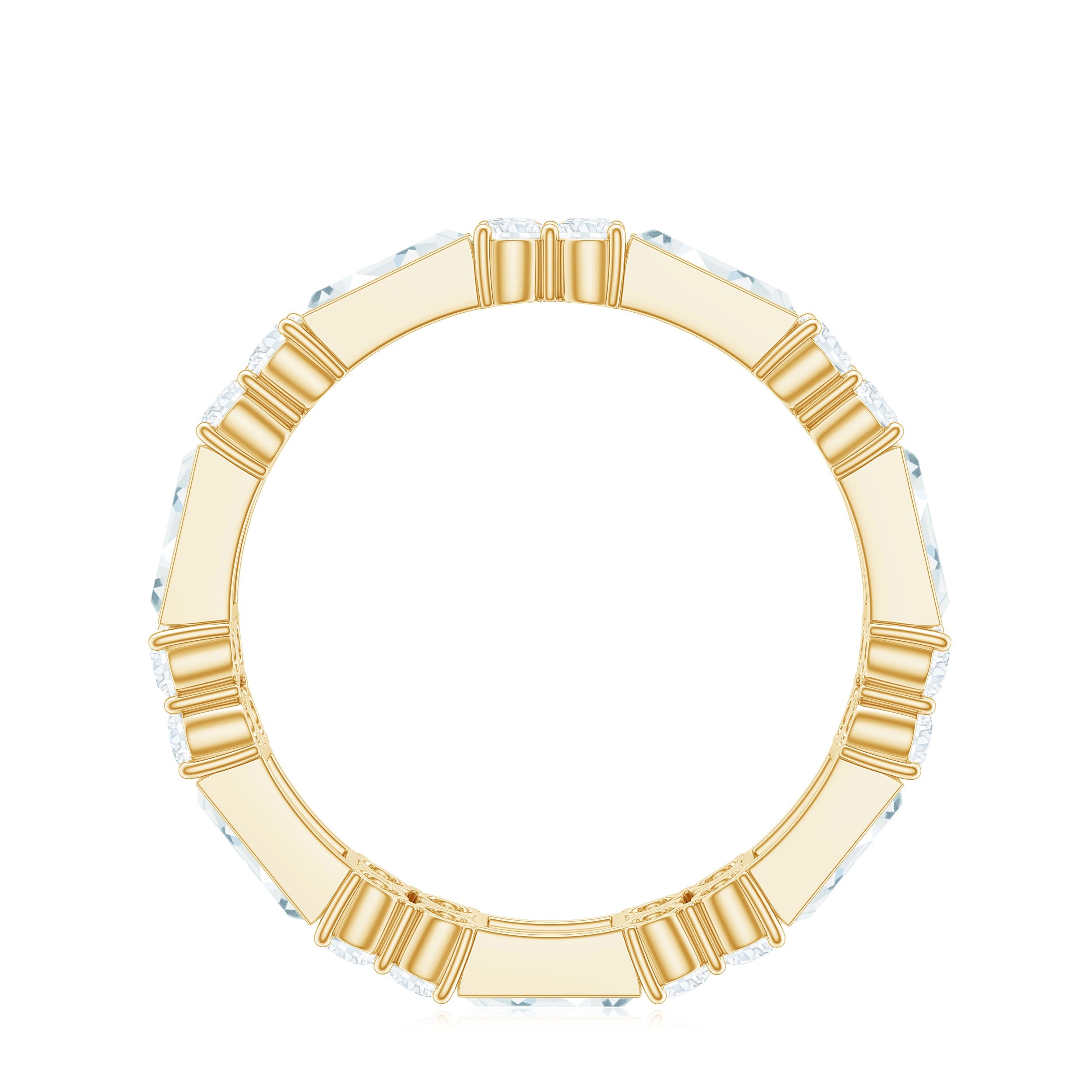 Moissanite Round and Baguette Wedding Band