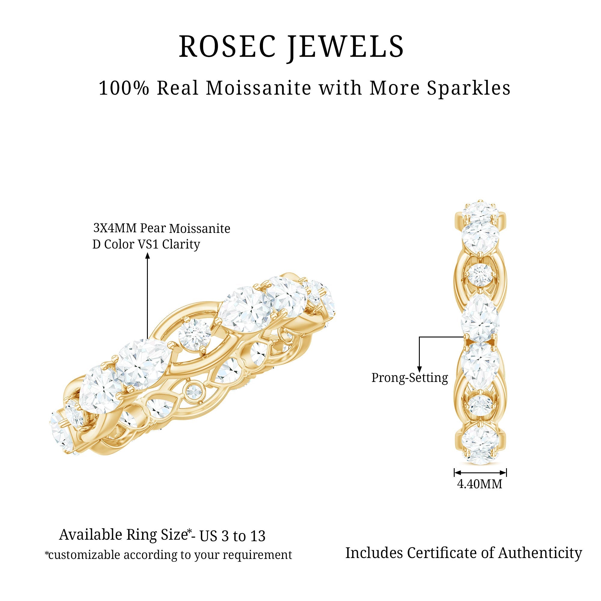 Certified Moissanite Designer Wedding Band