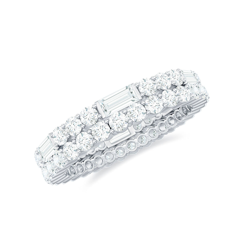 Certified Moissanite Two Row Wedding Band Ring
