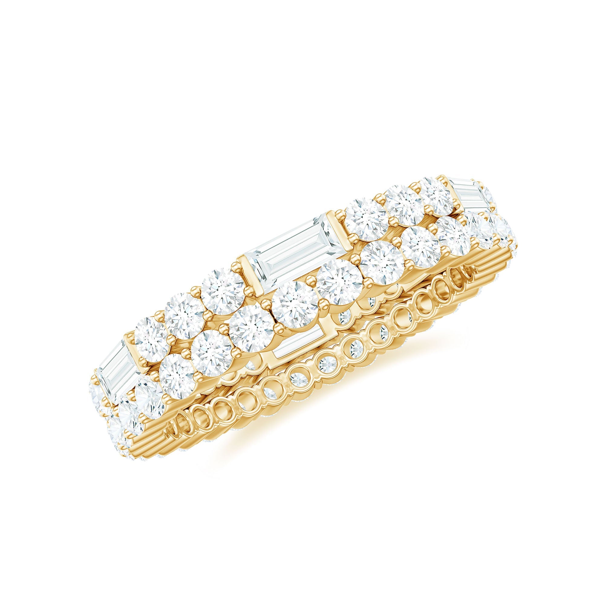 Certified Moissanite Two Row Wedding Band Ring | Rings | Wiccan Center