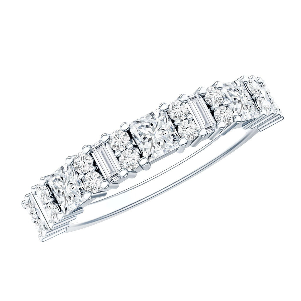 Certified Moissanite Half Eternity Wedding Band for Women