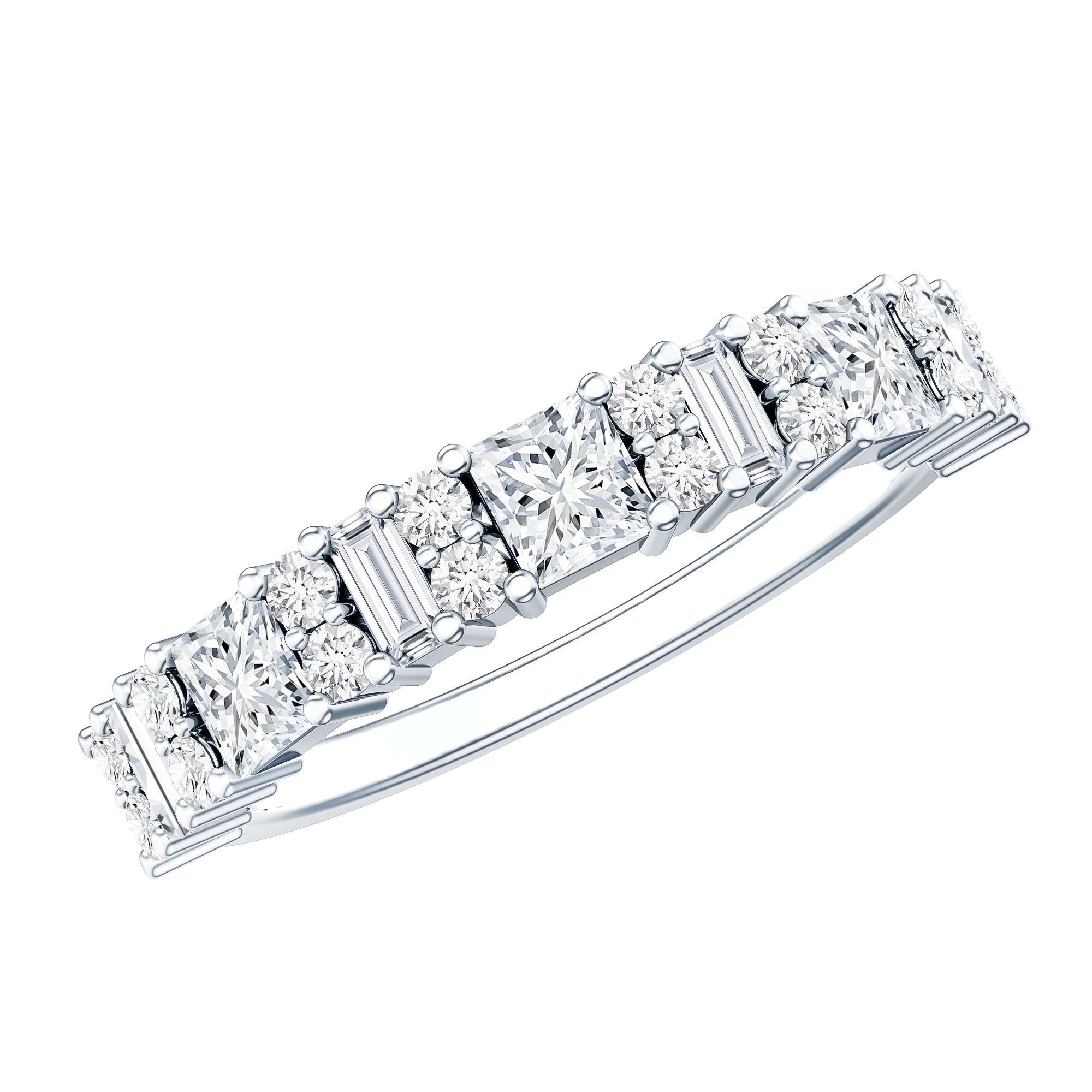 Certified Moissanite Half Eternity Wedding Band for Women
