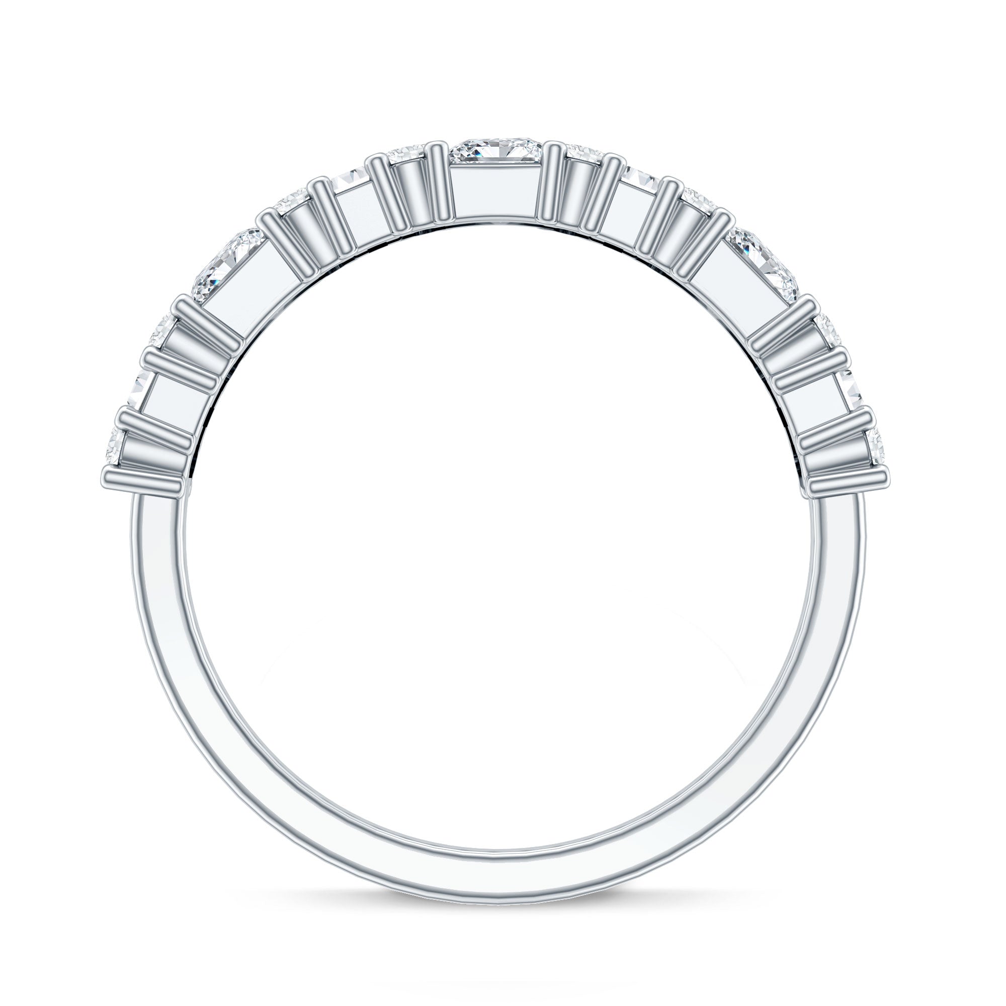 Certified Moissanite Half Eternity Wedding Band for Women