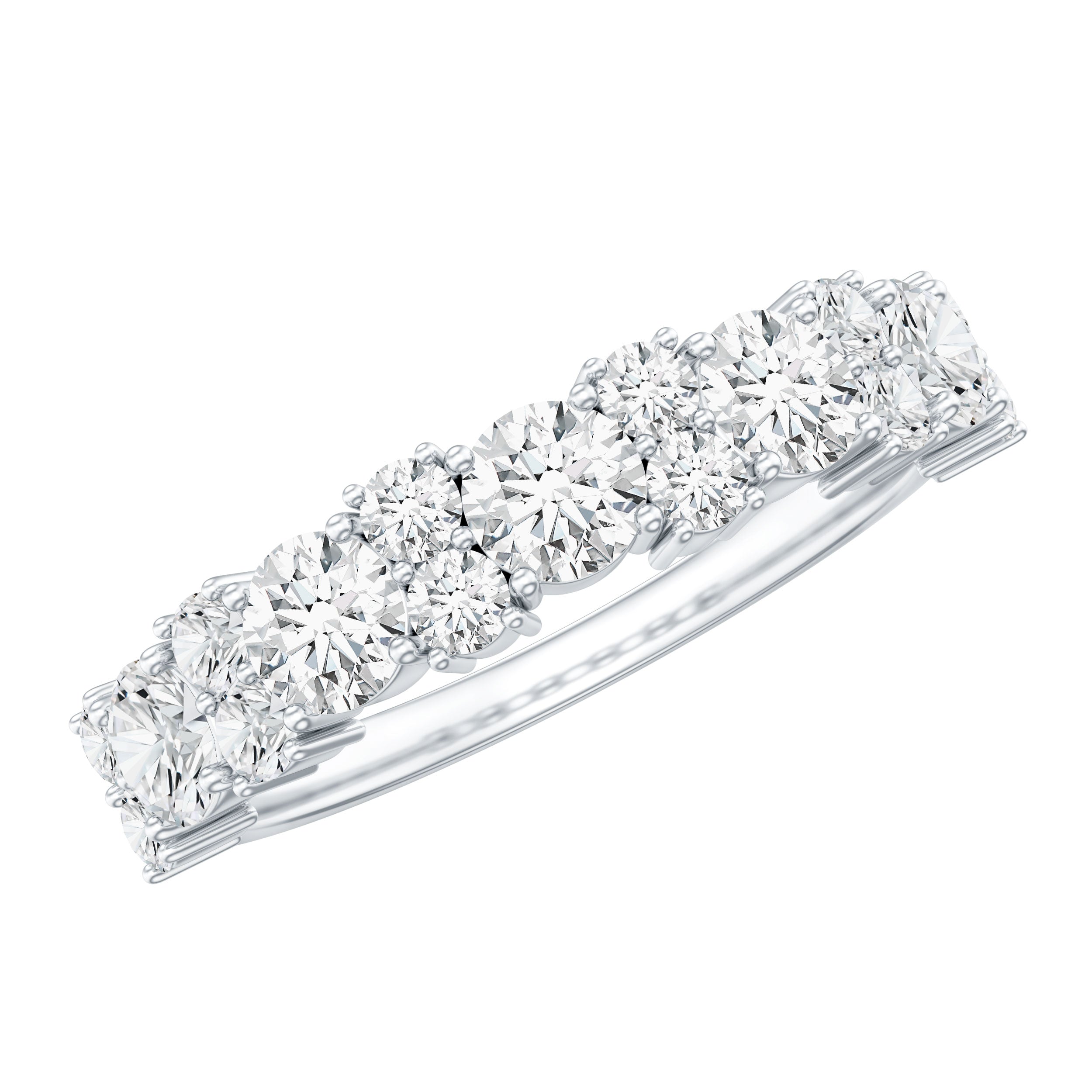 Moissanite Half Eternity Wedding Band with Certificate