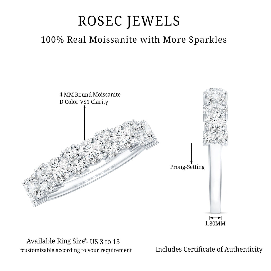 Moissanite Half Eternity Wedding Band with Certificate