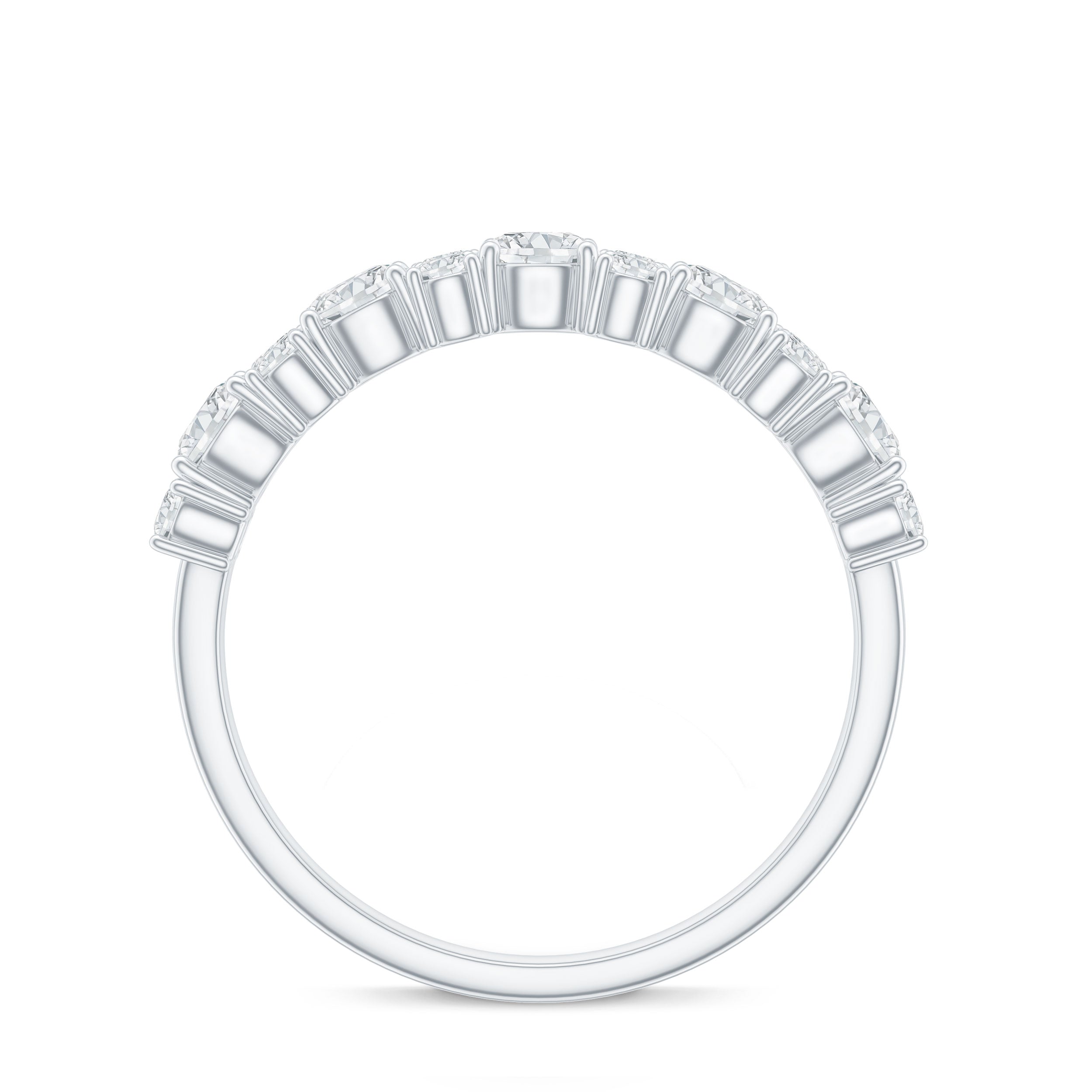 Moissanite Half Eternity Wedding Band with Certificate