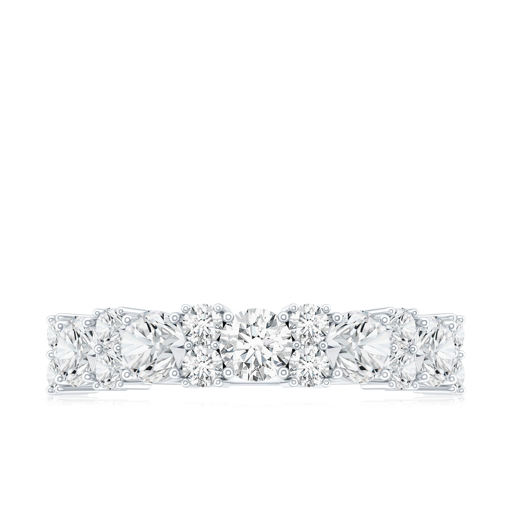 Moissanite Half Eternity Wedding Band with Certificate