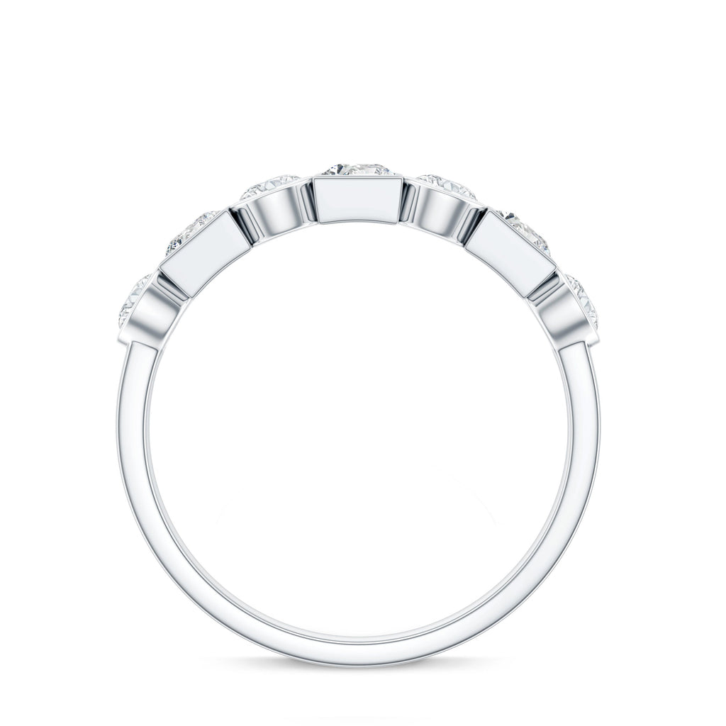 Alternate Bezel Set Moissanite Half Eternity Band Ring