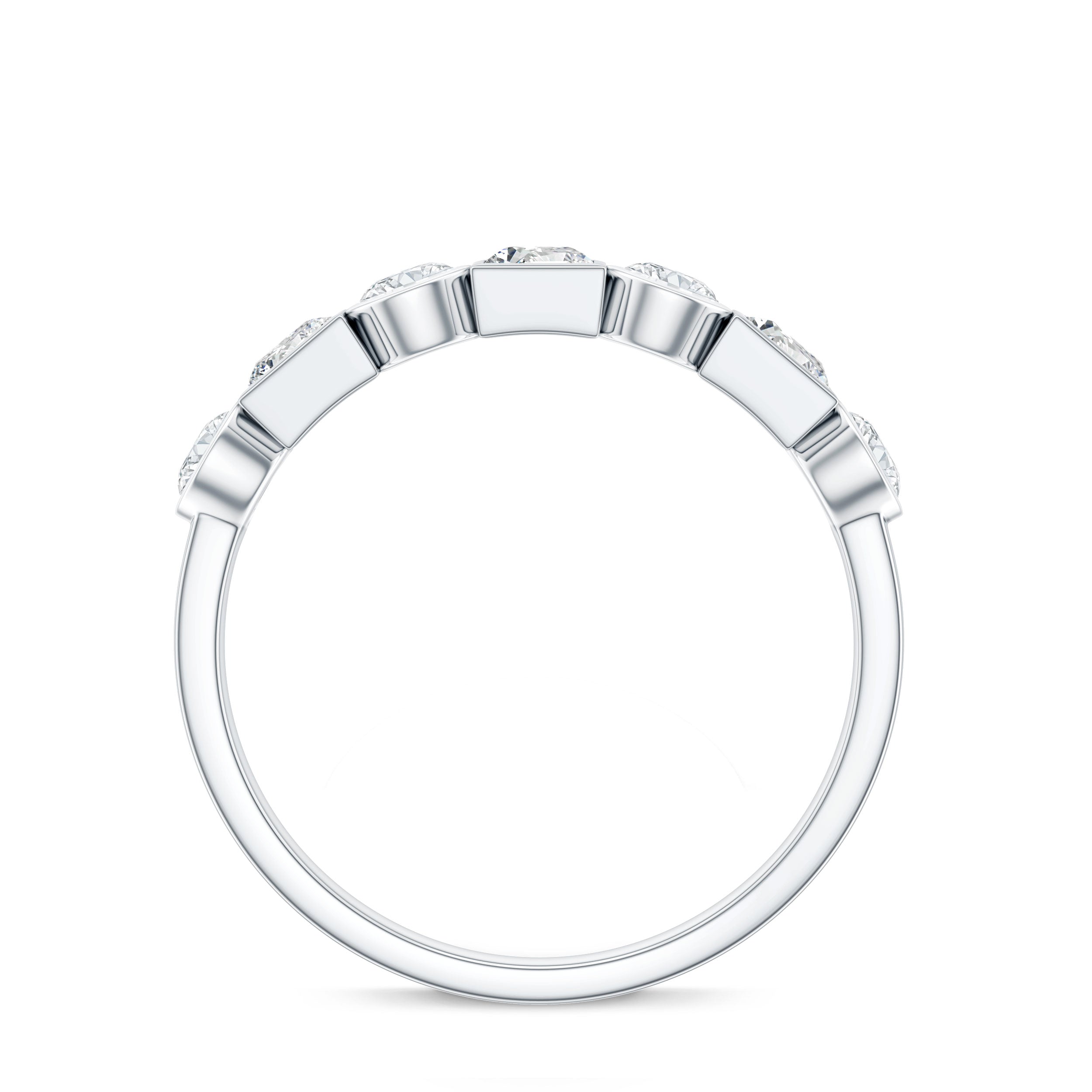 Alternate Bezel Set Moissanite Half Eternity Band Ring