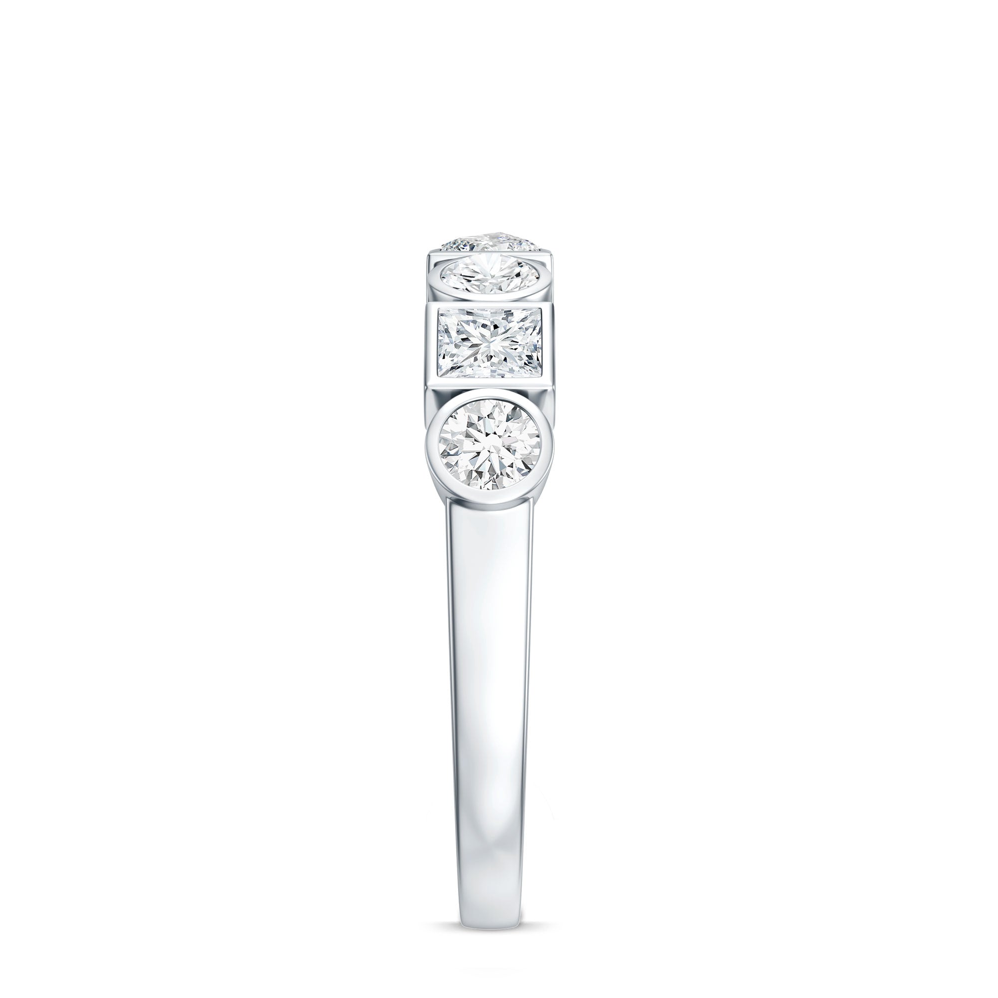 Alternate Bezel Set Moissanite Half Eternity Band Ring