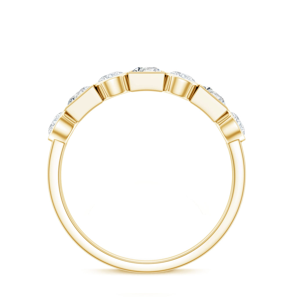 Alternate Bezel Set Moissanite Half Eternity Band Ring