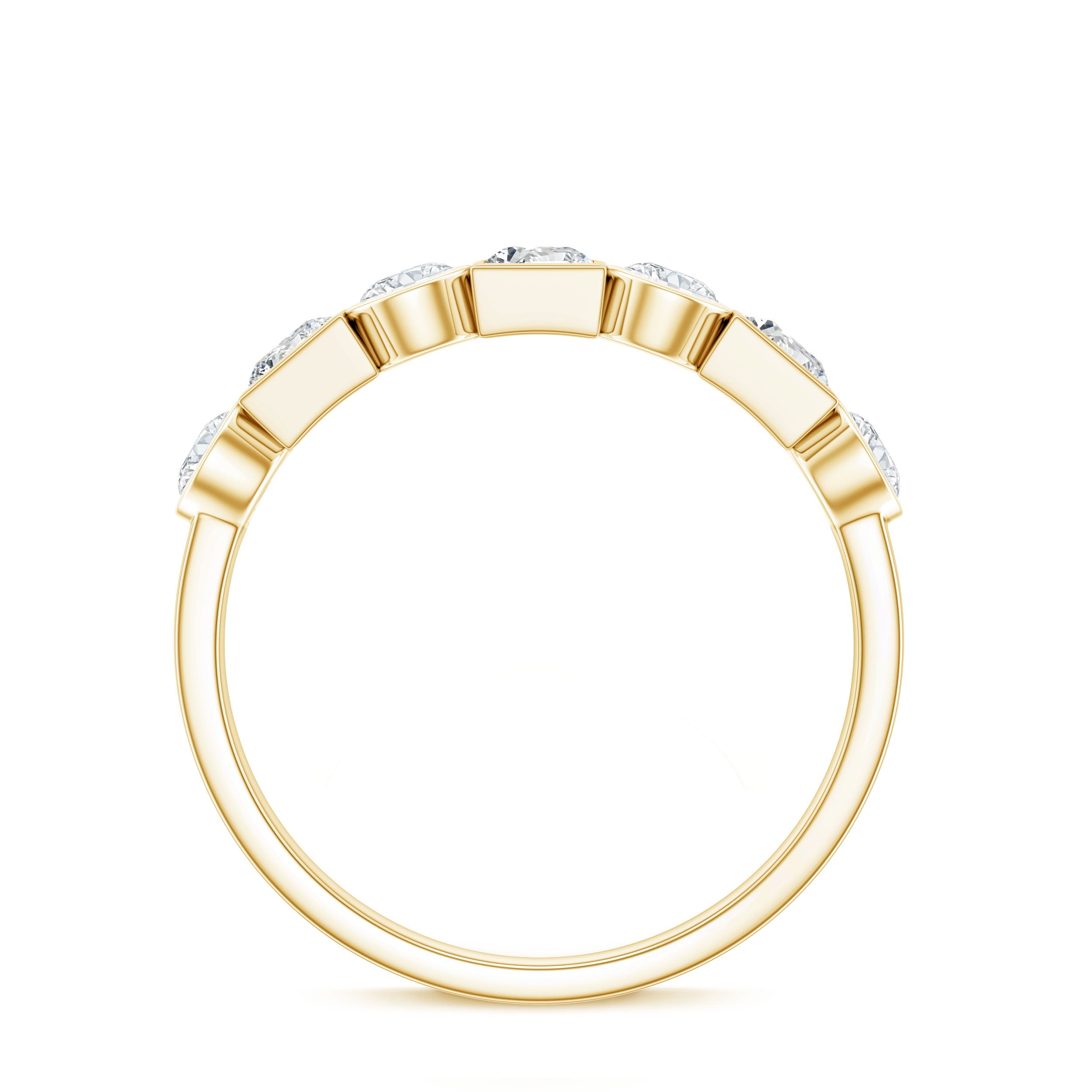 Alternate Bezel Set Moissanite Half Eternity Band Ring