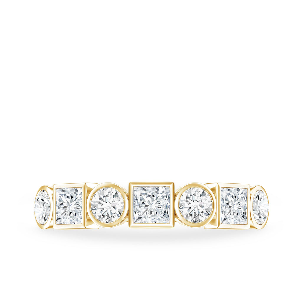 Alternate Bezel Set Moissanite Half Eternity Band Ring