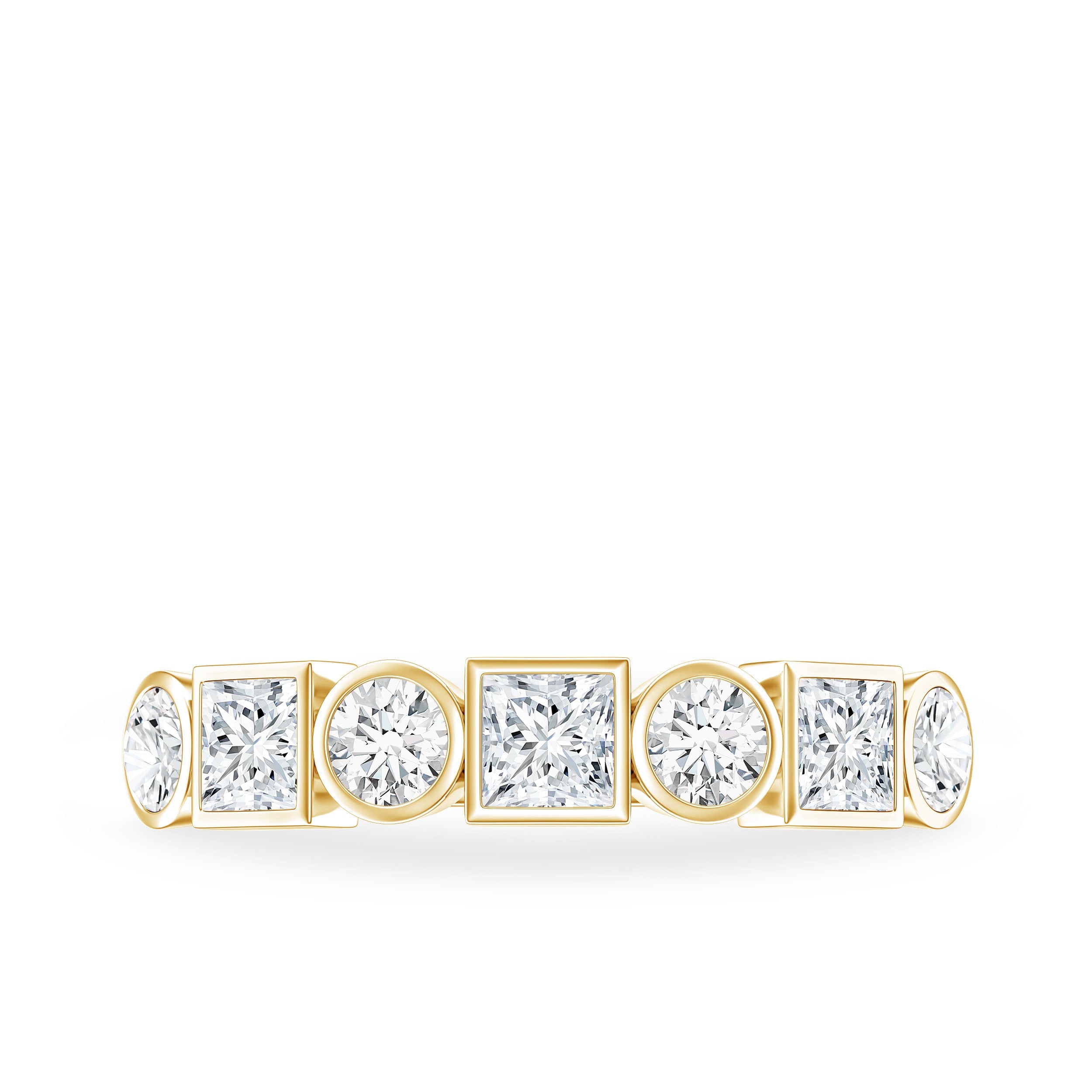 Alternate Bezel Set Moissanite Half Eternity Band Ring
