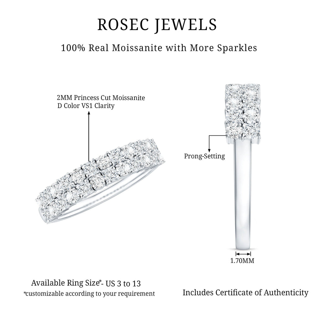 Double Row Moissanite Eternity Wedding Band
