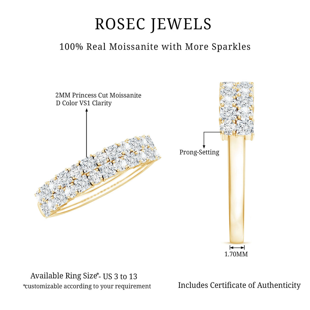 Double Row Moissanite Eternity Wedding Band