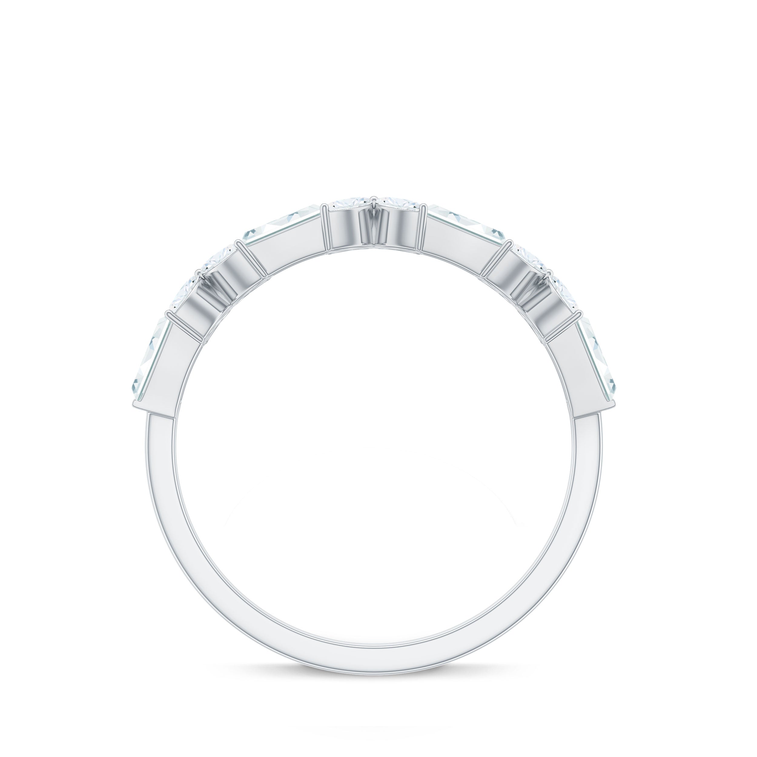 Moissanite Flower Wedding Band Ring with Certificate