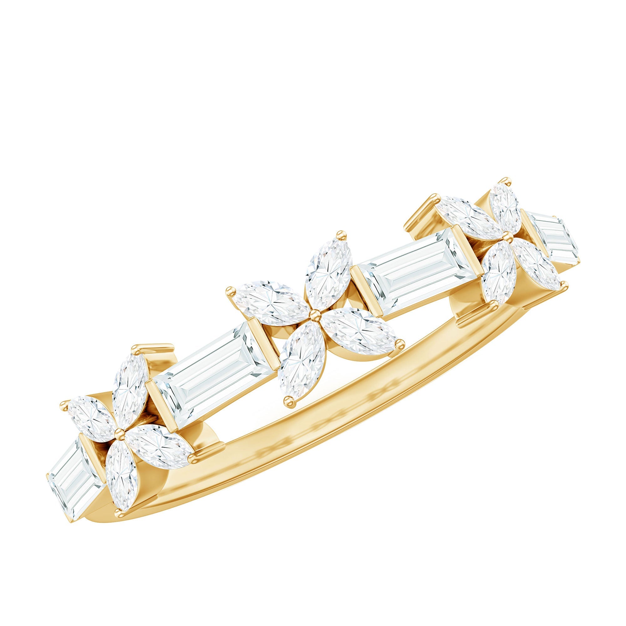 Moissanite Flower Wedding Band Ring with Certificate | Rings | Wiccan Center