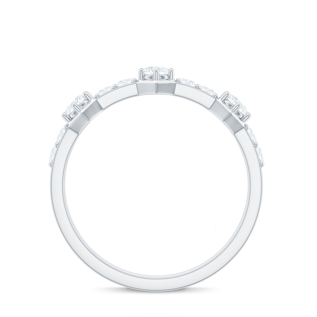Round Cut Moissanite Half Eternity Band Ring