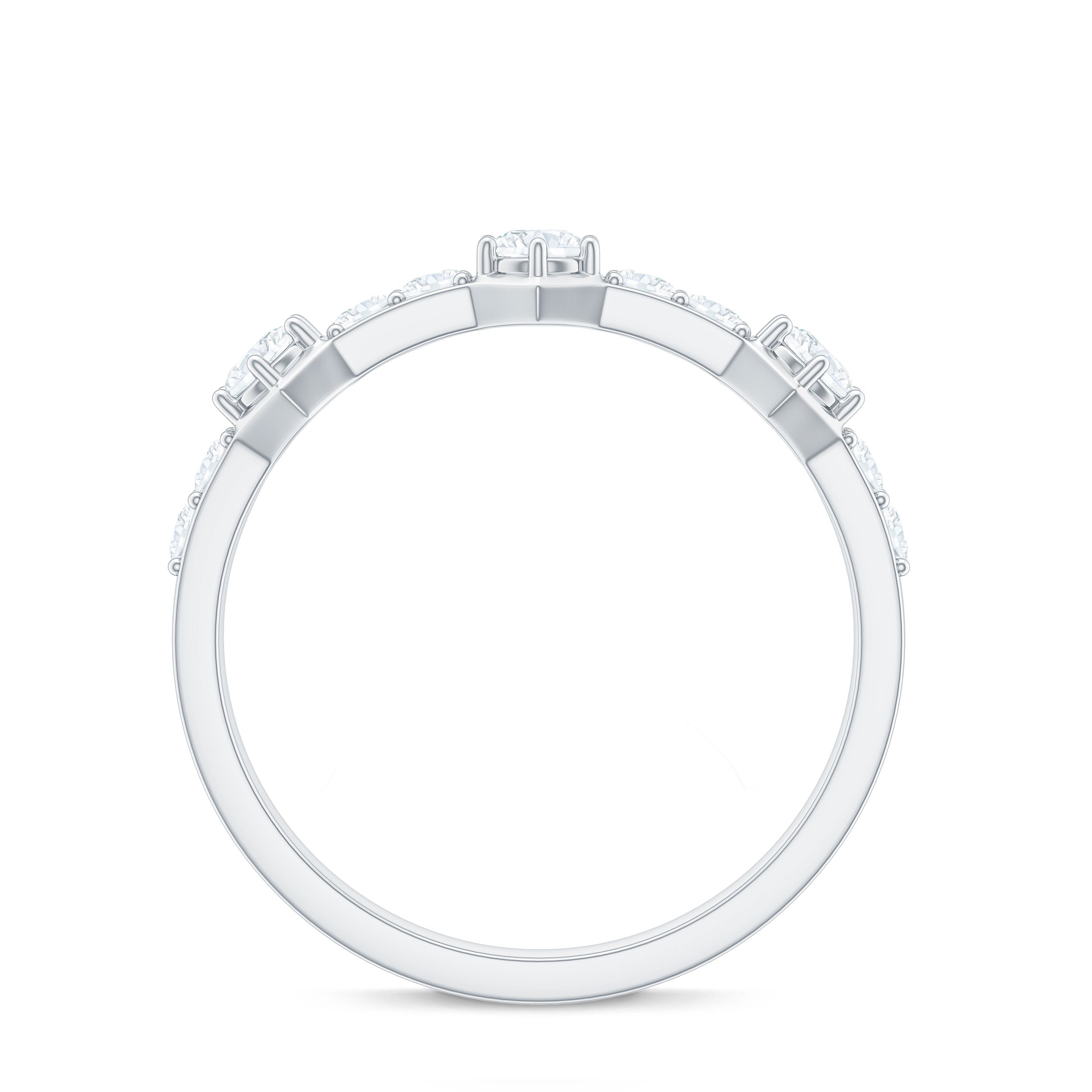Round Cut Moissanite Half Eternity Band Ring