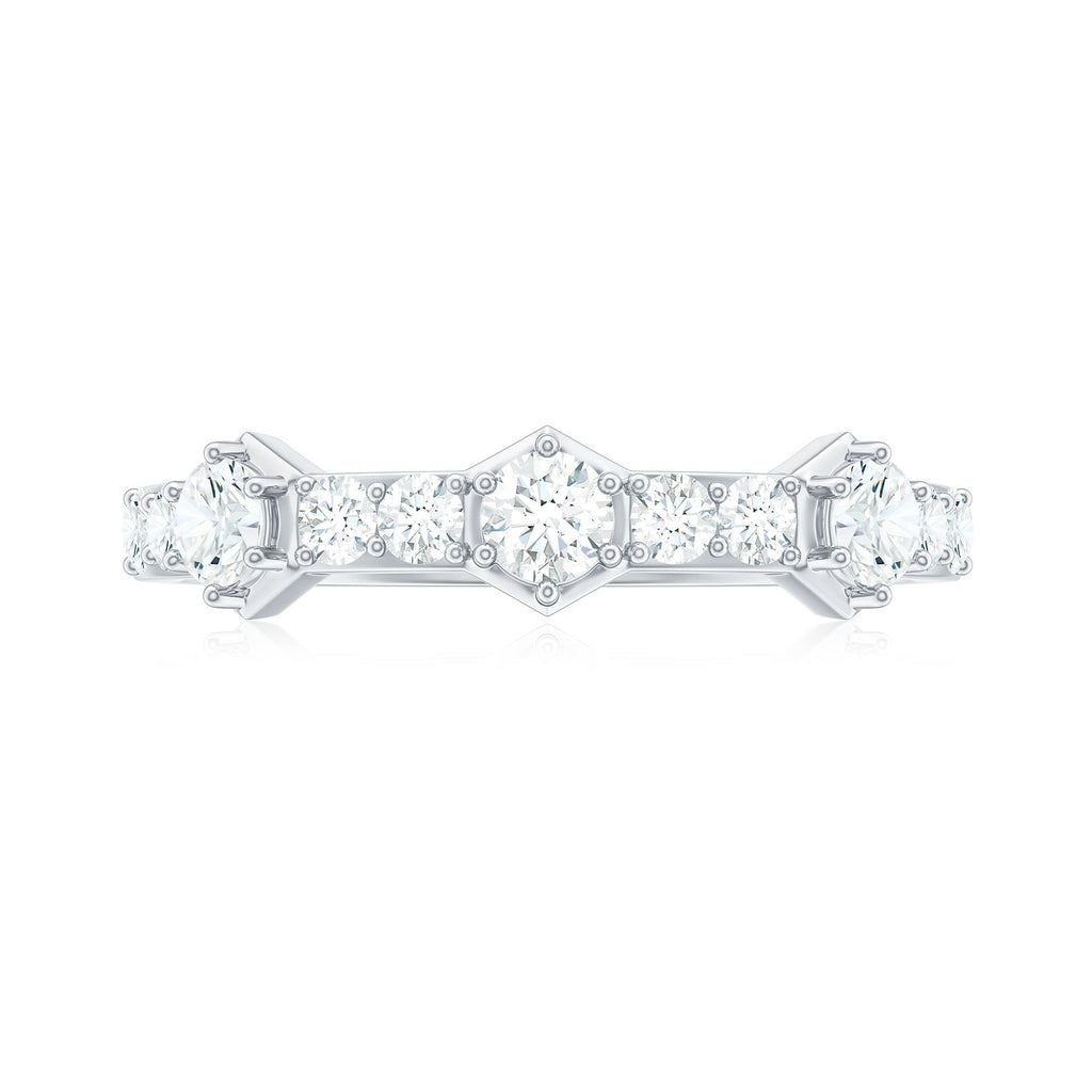 Round Cut Moissanite Half Eternity Band Ring