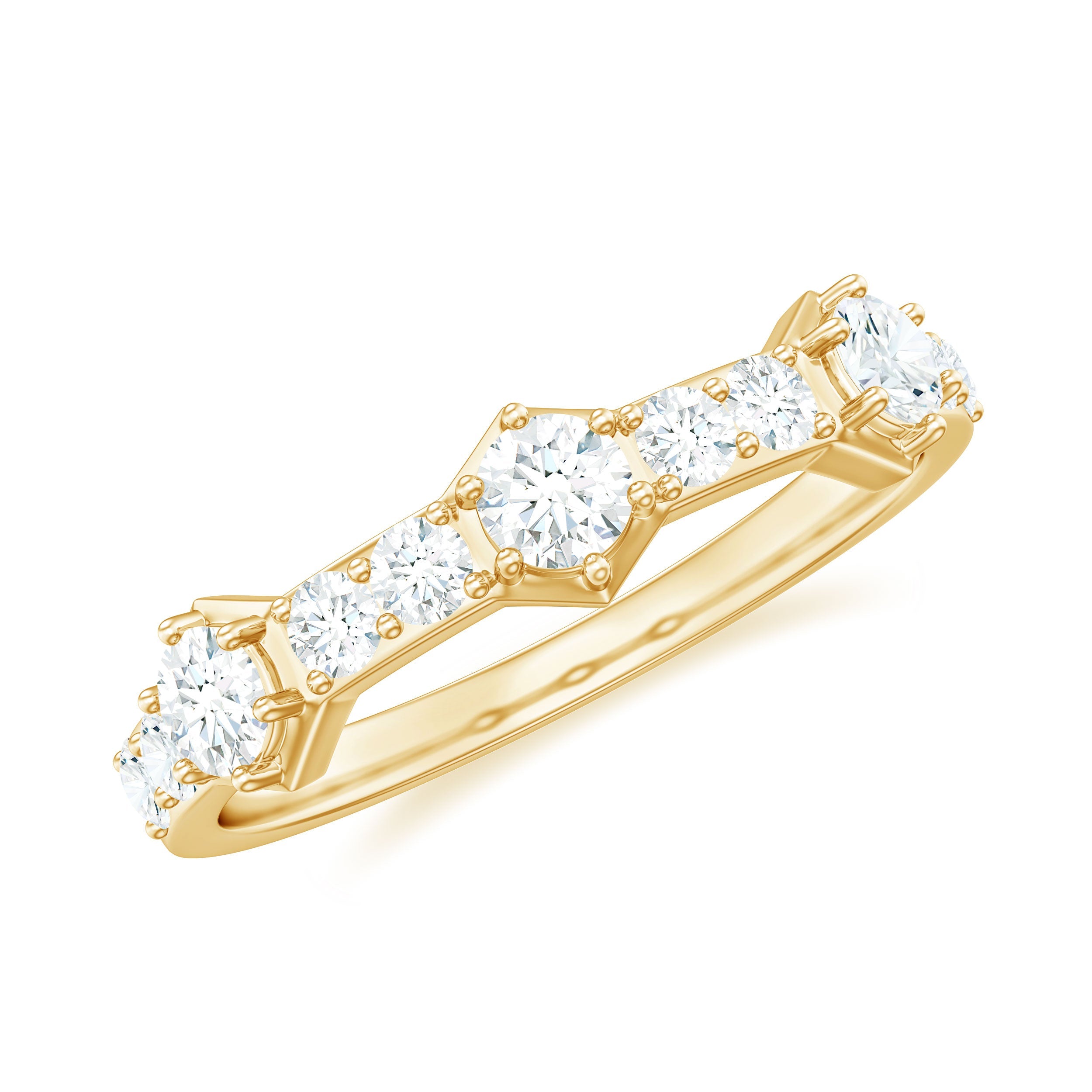 Round Cut Moissanite Half Eternity Band Ring | Rings | Wiccan Center