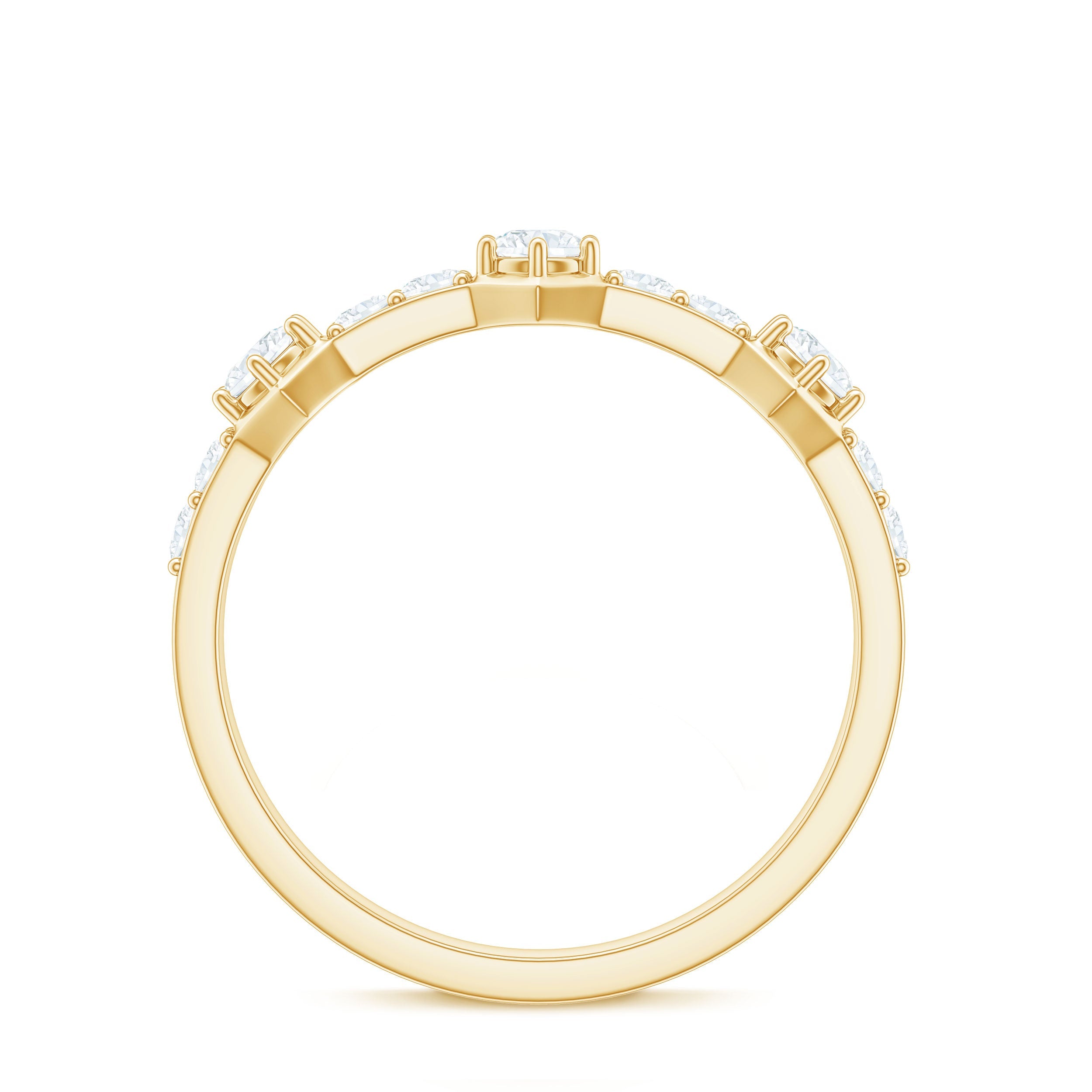 Round Cut Moissanite Half Eternity Band Ring