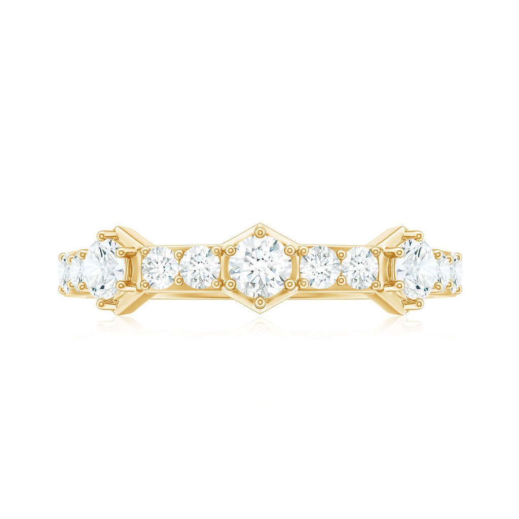 Round Cut Moissanite Half Eternity Band Ring
