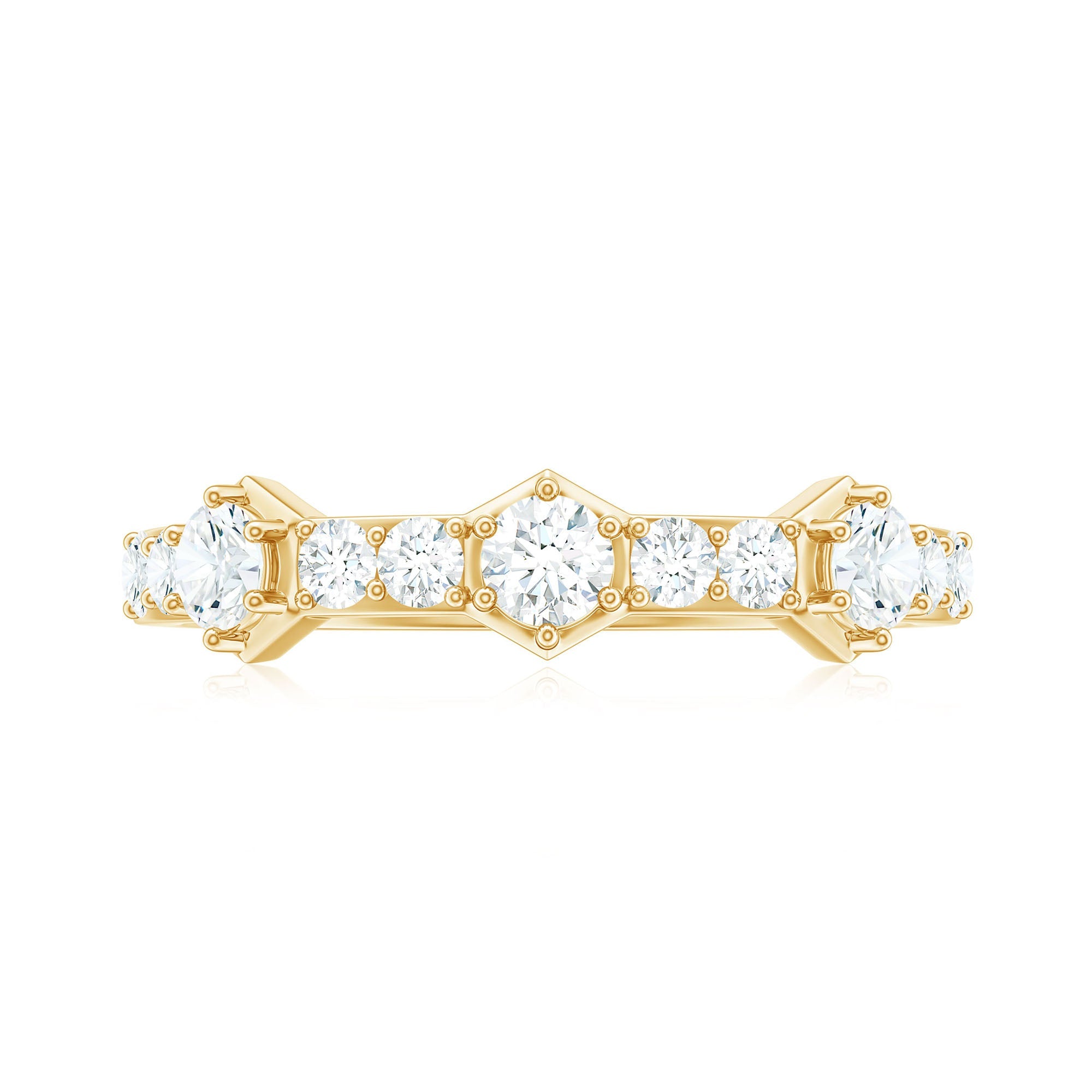 Round Cut Moissanite Half Eternity Band Ring