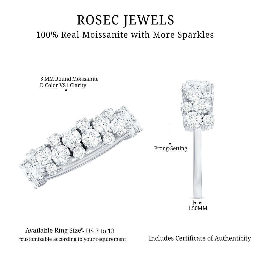 Cluster Moissanite Half Eternity Wedding Band For Her