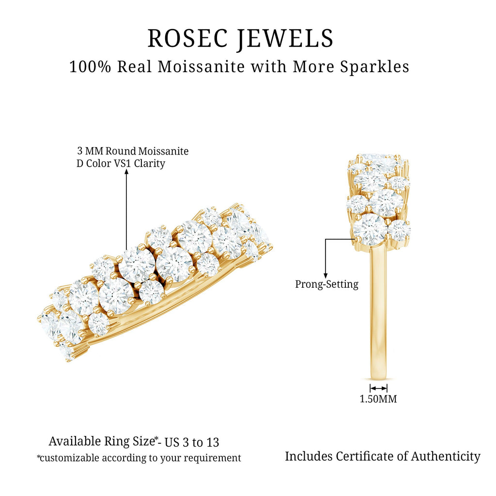 Cluster Moissanite Half Eternity Wedding Band For Her
