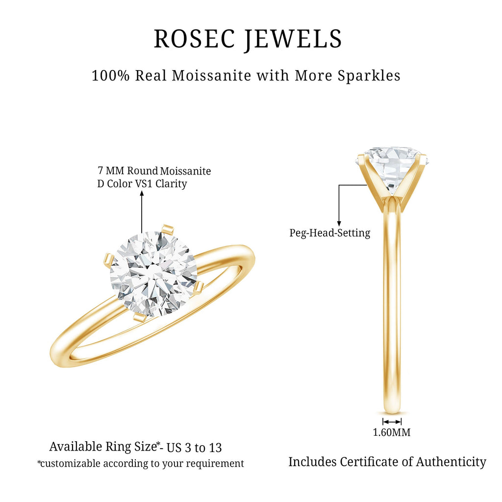 Peg Headset Solitaire Moissanite Ring for Women