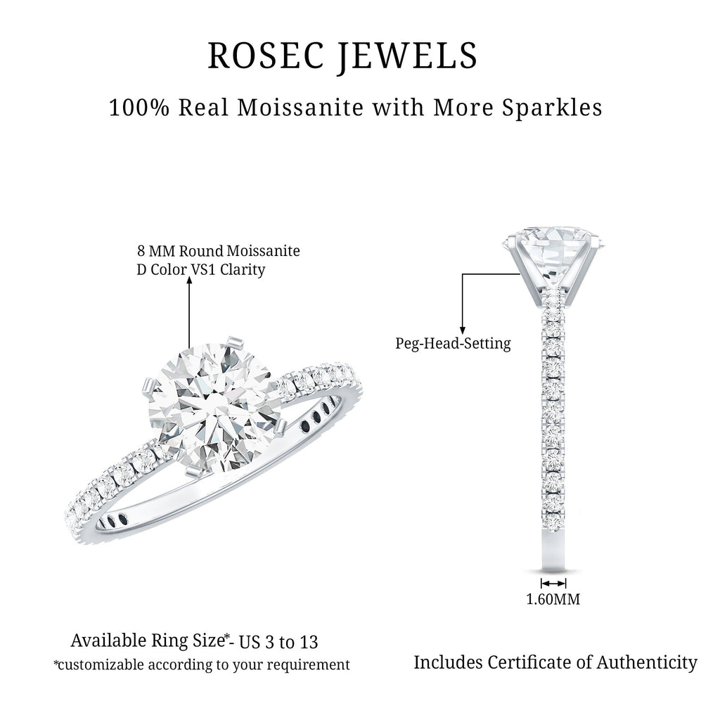 Certified 2 Carat Moissanite Solitaire Engagement Ring