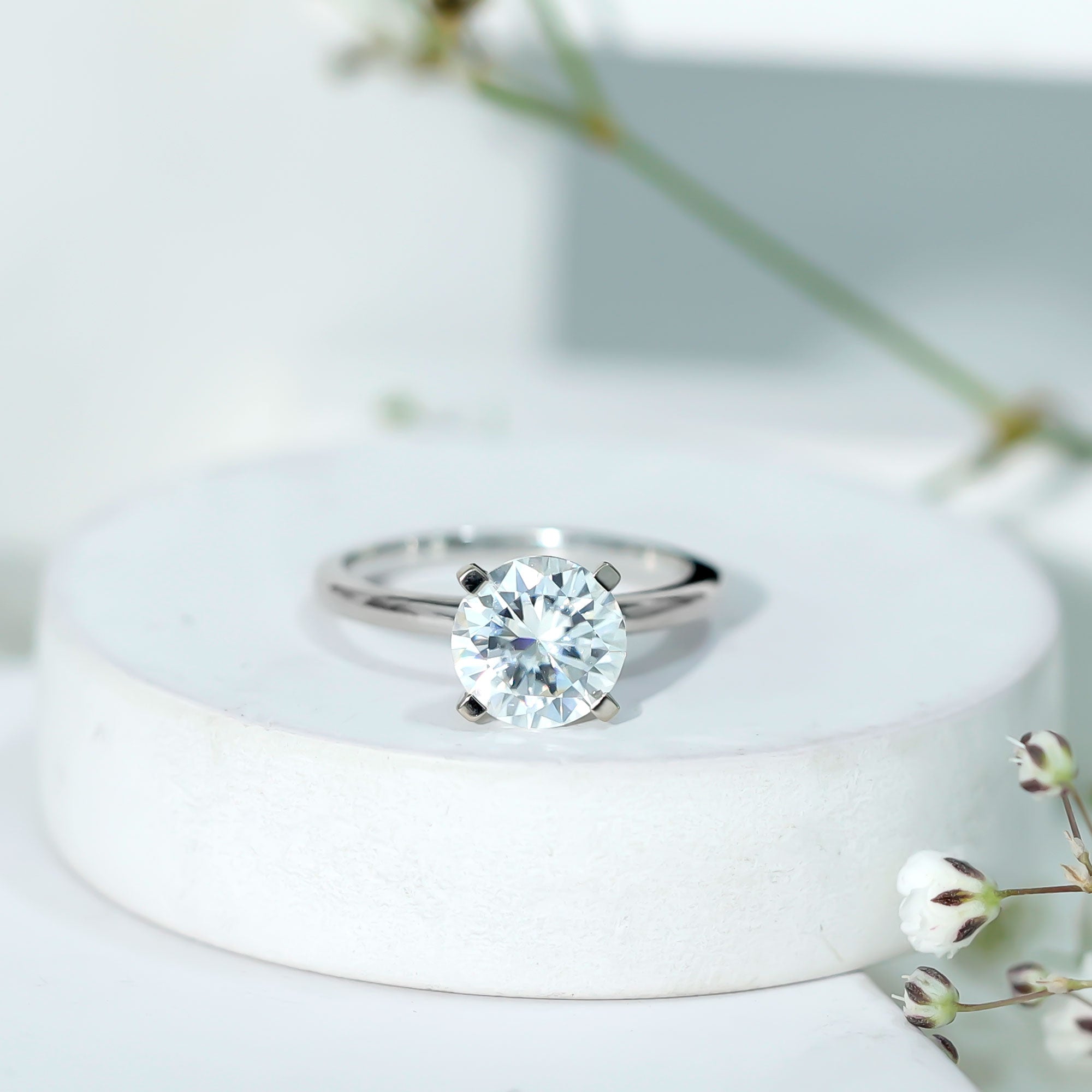 Brilliant Cut Moissanite 2 Carat Engagement Ring