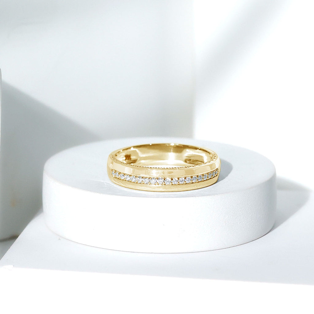Certified Moissanite Classic Wedding Band Ring