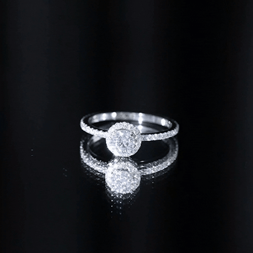 0.5 Carat Round Moissanite Classic Halo Engagement Ring | Rings | Wiccan Center