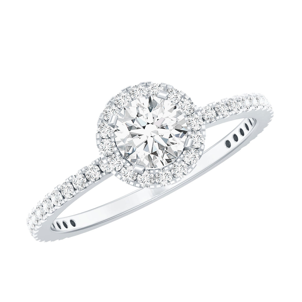 0.5 Carat Round Moissanite Classic Halo Engagement Ring