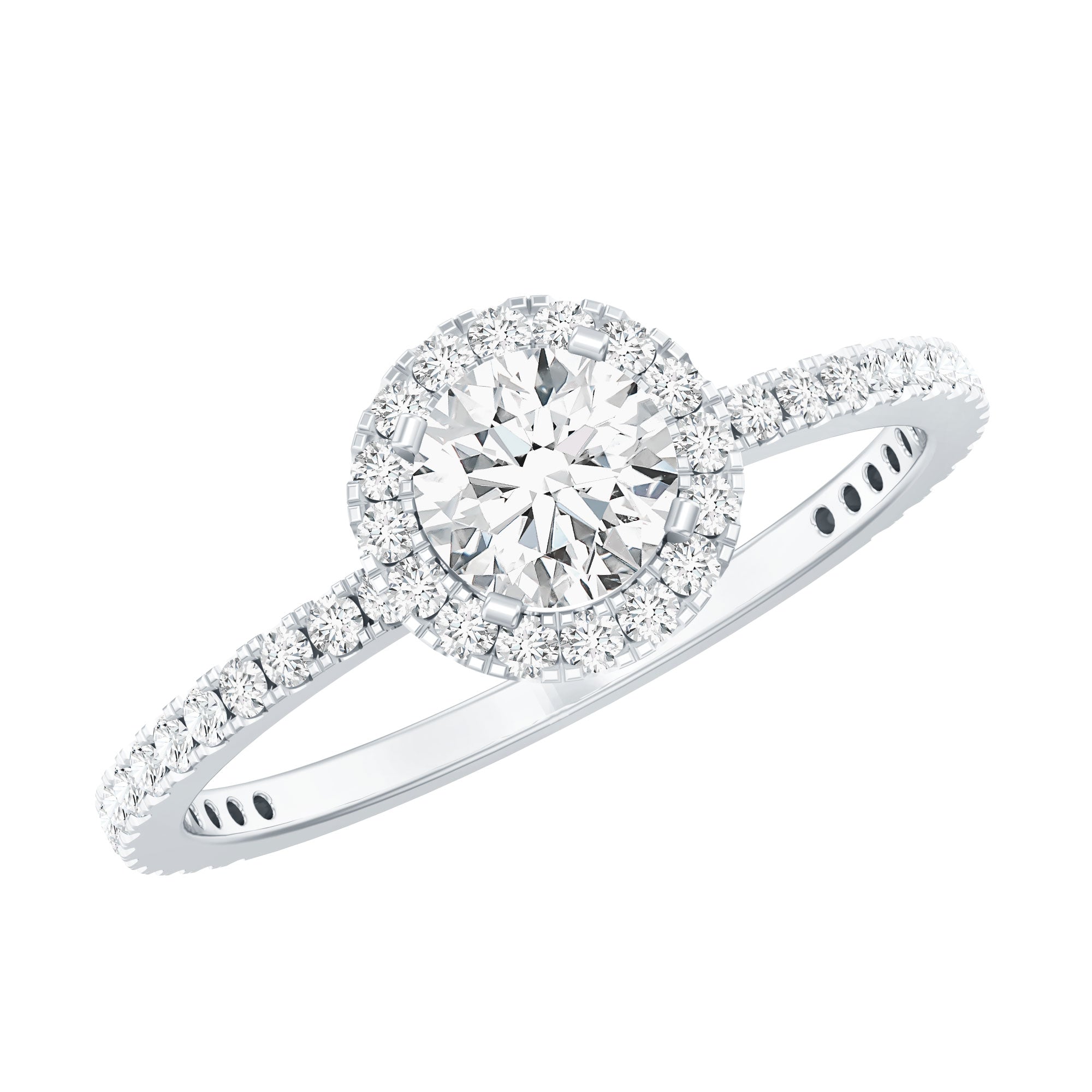 0.5 Carat Round Moissanite Classic Halo Engagement Ring