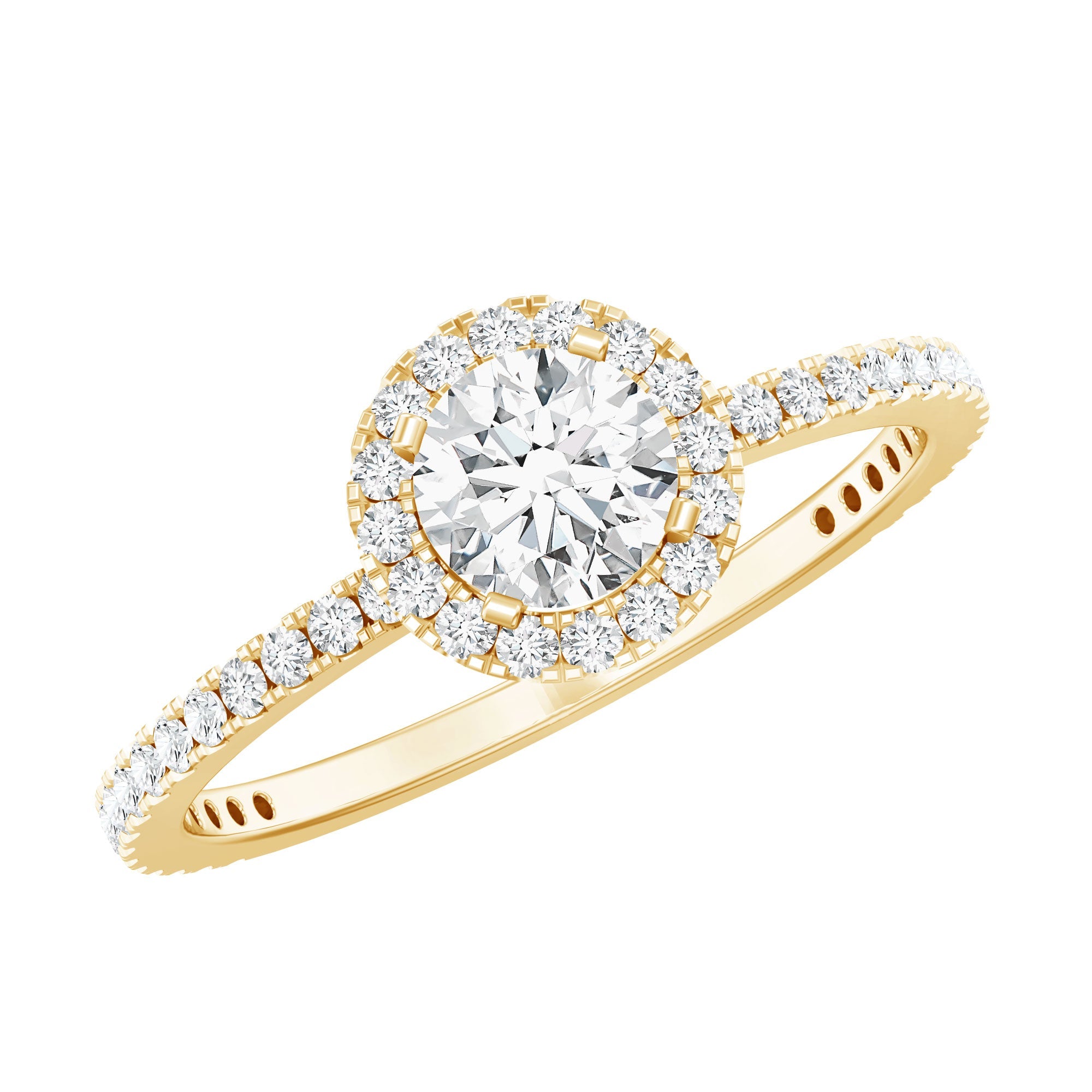 0.5 Carat Round Moissanite Classic Halo Engagement Ring | Rings | Wiccan Center