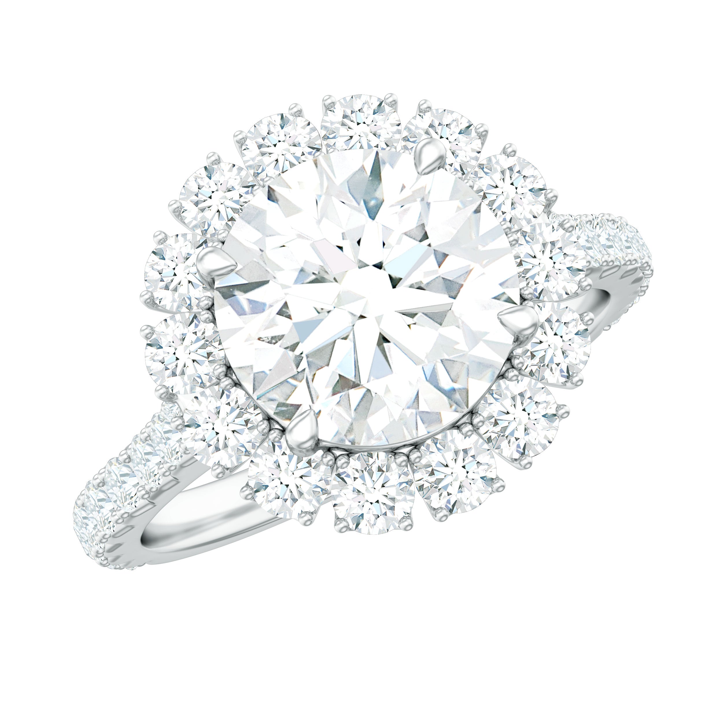 Certified Brilliant Cut Moissanite Halo Engagement Ring