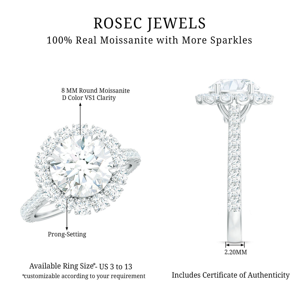 Certified Brilliant Cut Moissanite Halo Engagement Ring