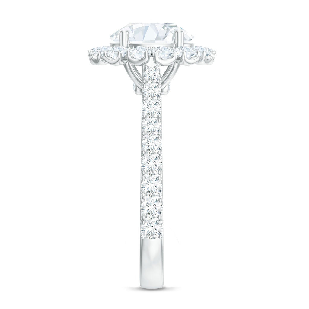 Certified Brilliant Cut Moissanite Halo Engagement Ring